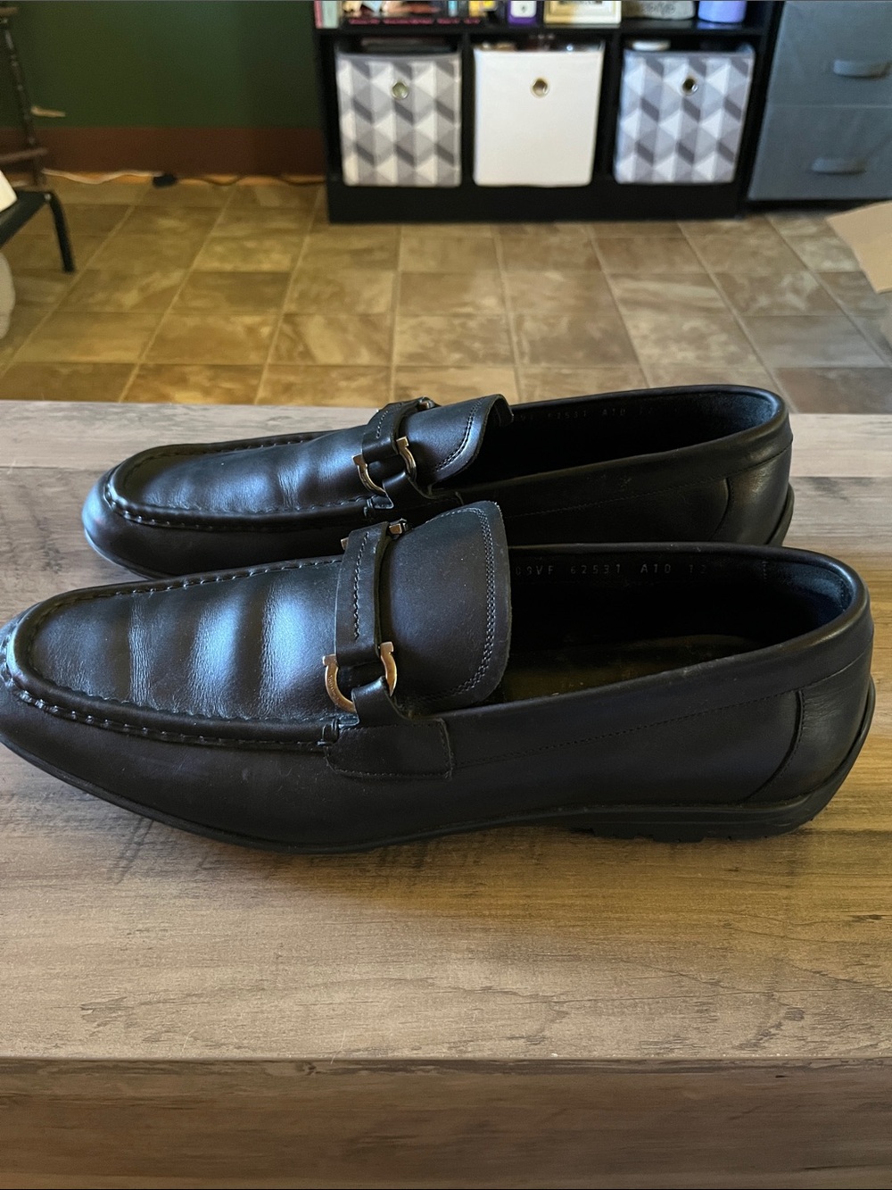 Salvatore Ferragamo Black Leather Bit-Detail Slip-On Loafers